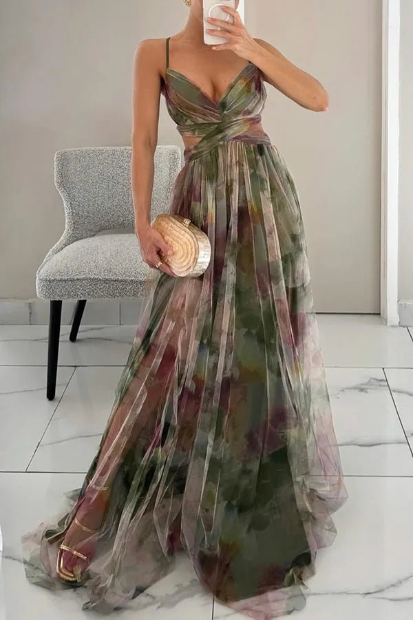 Daphne | Elegant Orange Sweetheart Floral Maxi Dress - Emma's Dresses