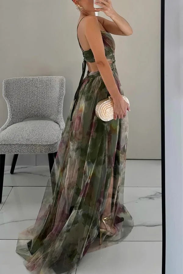 Daphne | Elegant Orange Sweetheart Floral Maxi Dress - Emma's Dresses