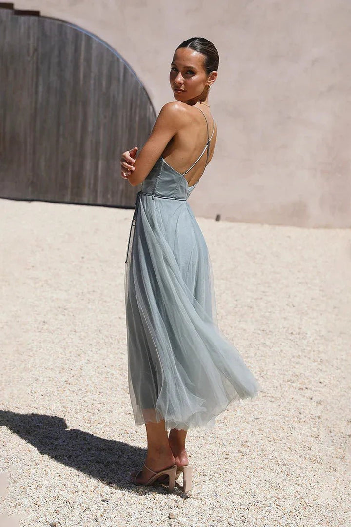 Sienna | Elegant Sweetheart Tulle Midi Dress - Emma's Dresses