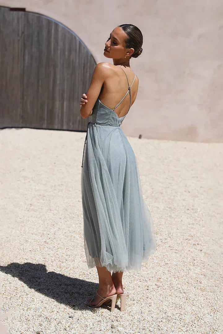 Sienna | Elegant Sweetheart Tulle Midi Dress - Emma's Dresses