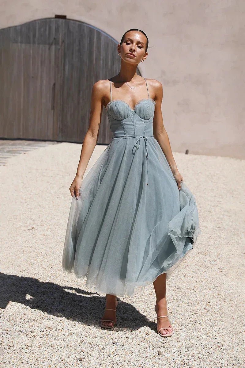 Sienna | Elegant Sweetheart Tulle Midi Dress - Emma's Dresses