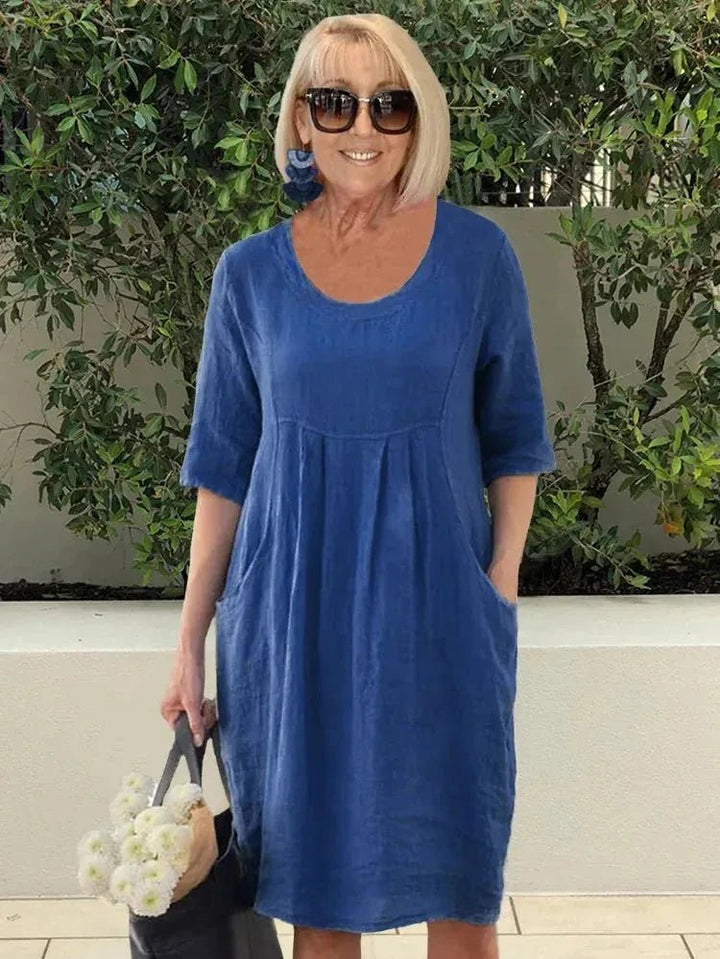 Nora | Effortless Three Quarter Sleeve Midi Dress - Emma's Dresses