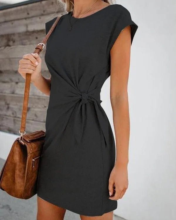 Isla | Effortless Twist Detail Black Mini Dress