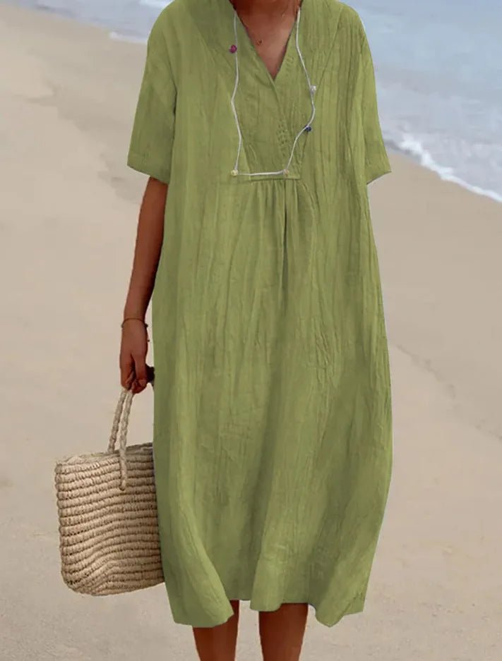 Celeste | Elegant V - Neck A - Line Midi Dress Women - Emma's Dresses