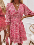 Harriet | Floral V-Neck Flutter Sleeve Mini Dress