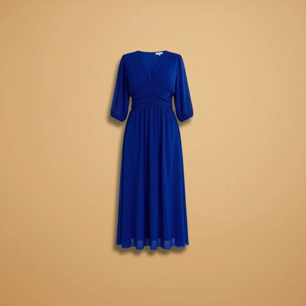 Amelia | Elegant V-Neck Long Sleeve Midi Dress