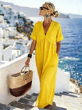 Isabella | Effortless V-Neck Maxi Yellow Dress