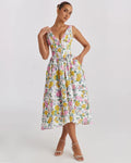 Grace | Floral V-Neck Midi Dress With Fit And Flare