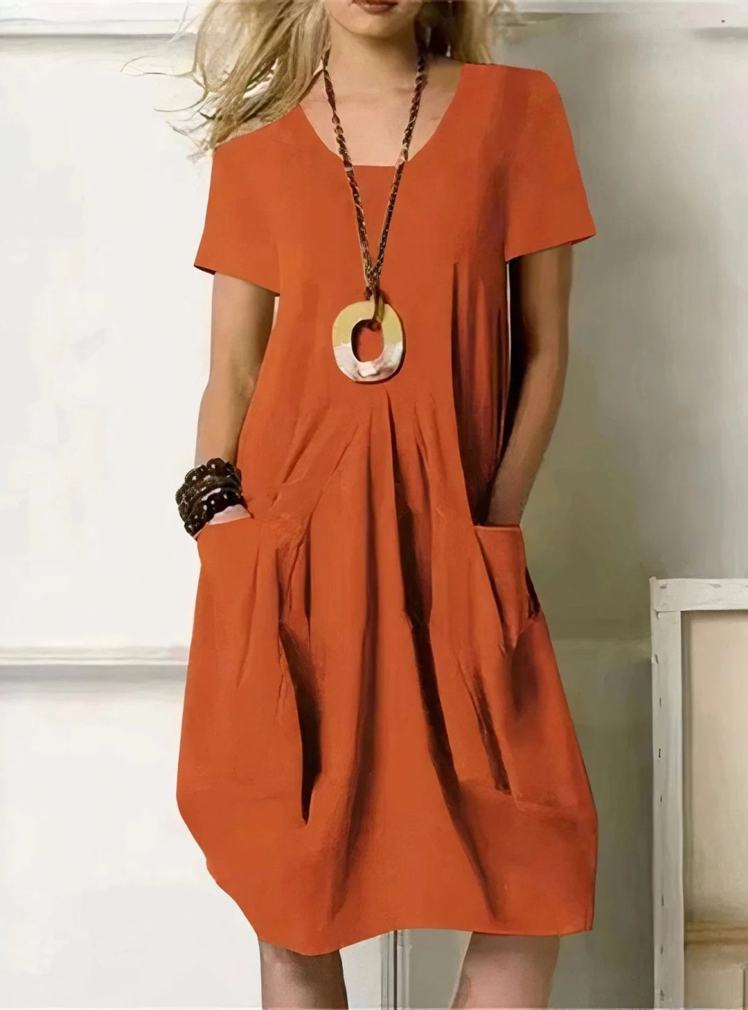 Talia | V - Neck Black Dress With Pockets - Emma's Dresses