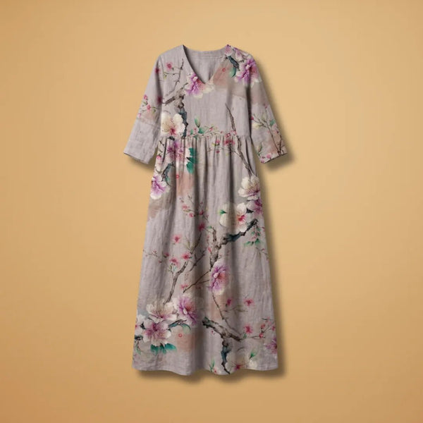 Juliet | Elegant Summer Dress with V-Neck and Floral Print