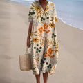 Nina | Stylish Floral V-Neck Midi Dress with Short Sleeves