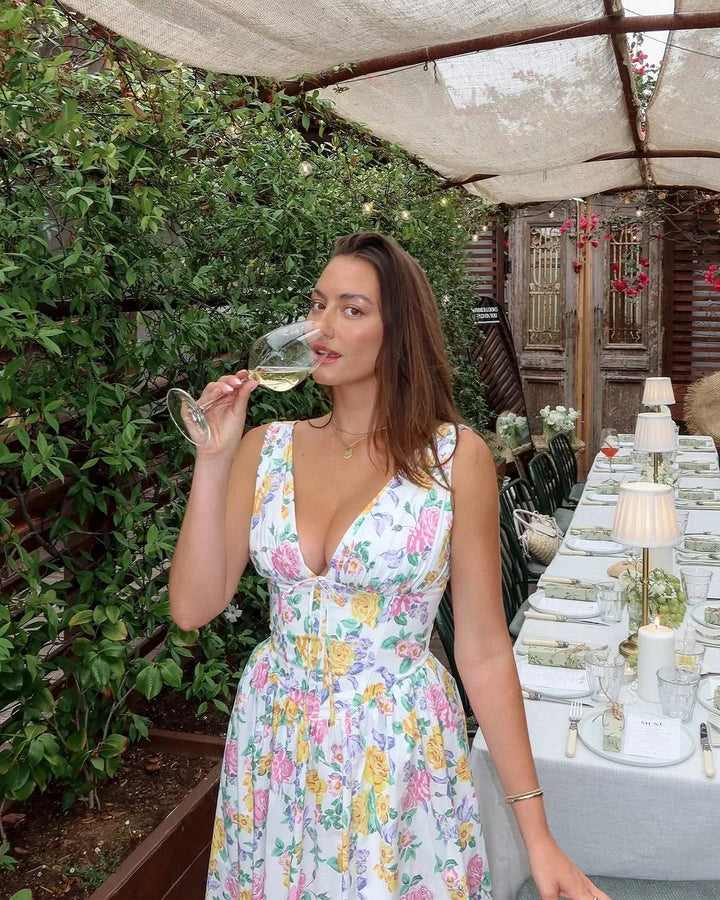 Sophia | Elegant V-Neck Floral Midi Dress – view 9