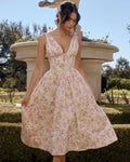 Sophia | Elegant V-Neck Floral Midi Dress
