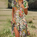 Zoe | Stylish Floral V-Neck Short Sleeve Dress