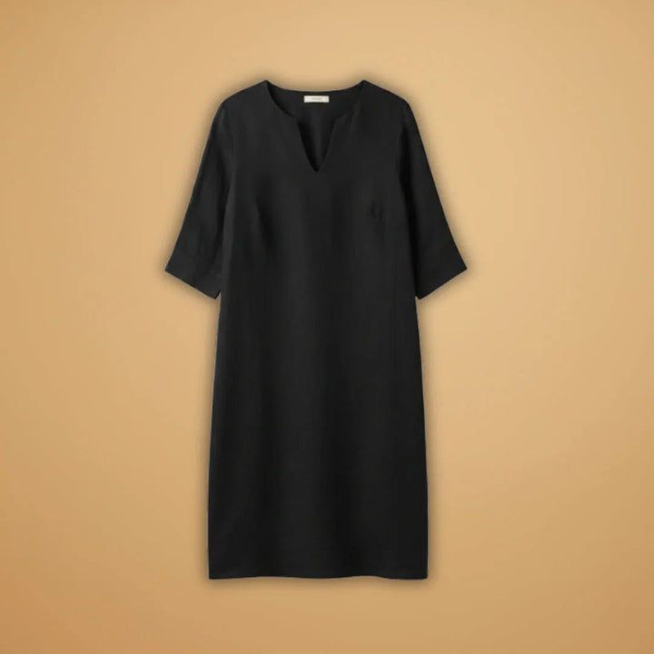 Iris | Elegant Dress with V - Neck and Three - Quarter Sleeves - Emma's Dresses