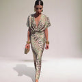 Coralie | Elegant Wedding Guest Wrap Maxi Dress with V-Neck