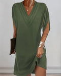 Zoe | Elegant V-Neck Wrap Midi Dress With Split Sleeves