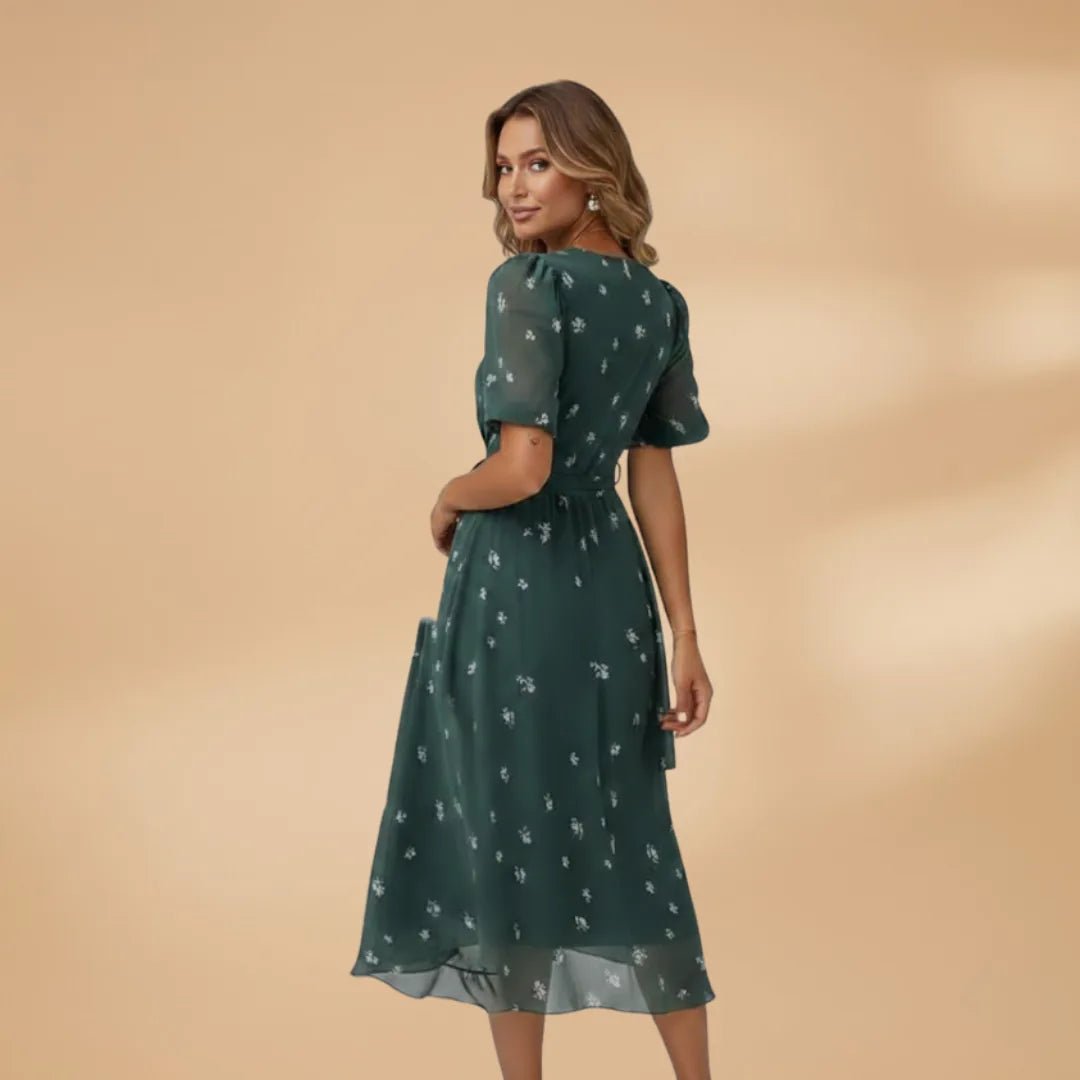 Iris | V-Neck Wrap Sun Dress with Tie Waist – view 3