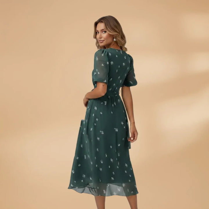 Iris | V-Neck Wrap Sun Dress with Tie Waist – view 3