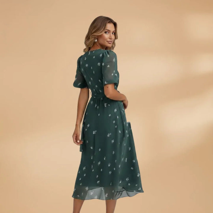Iris | V-Neck Wrap Sun Dress with Tie Waist – view 5