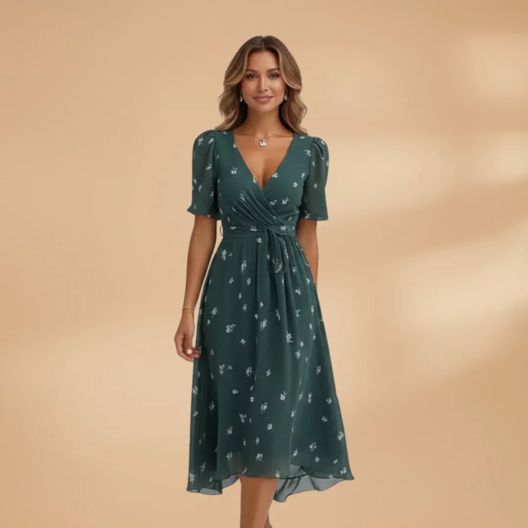 Iris | V-Neck Wrap Sun Dress with Tie Waist – view 2