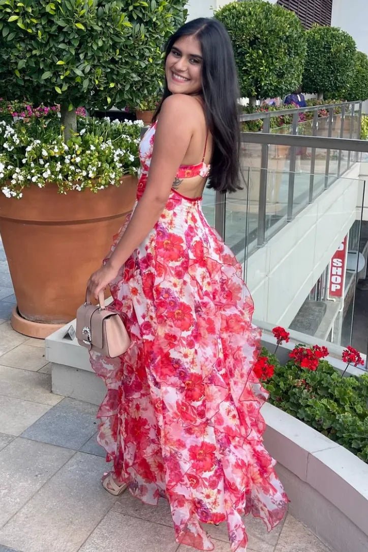 Maya | Elegant Wedding Guest Dress Summer Floral Tiered Maxi – view 4