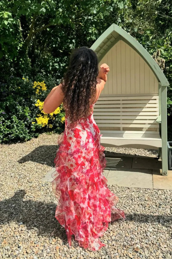 Maya | Elegant Wedding Guest Dress Summer Floral Tiered Maxi – view 7