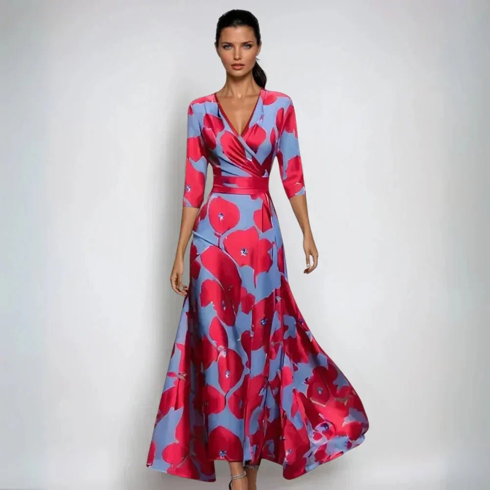 Elise | Elegant Floral Wrap Maxi Dress With V-Neck – view 1