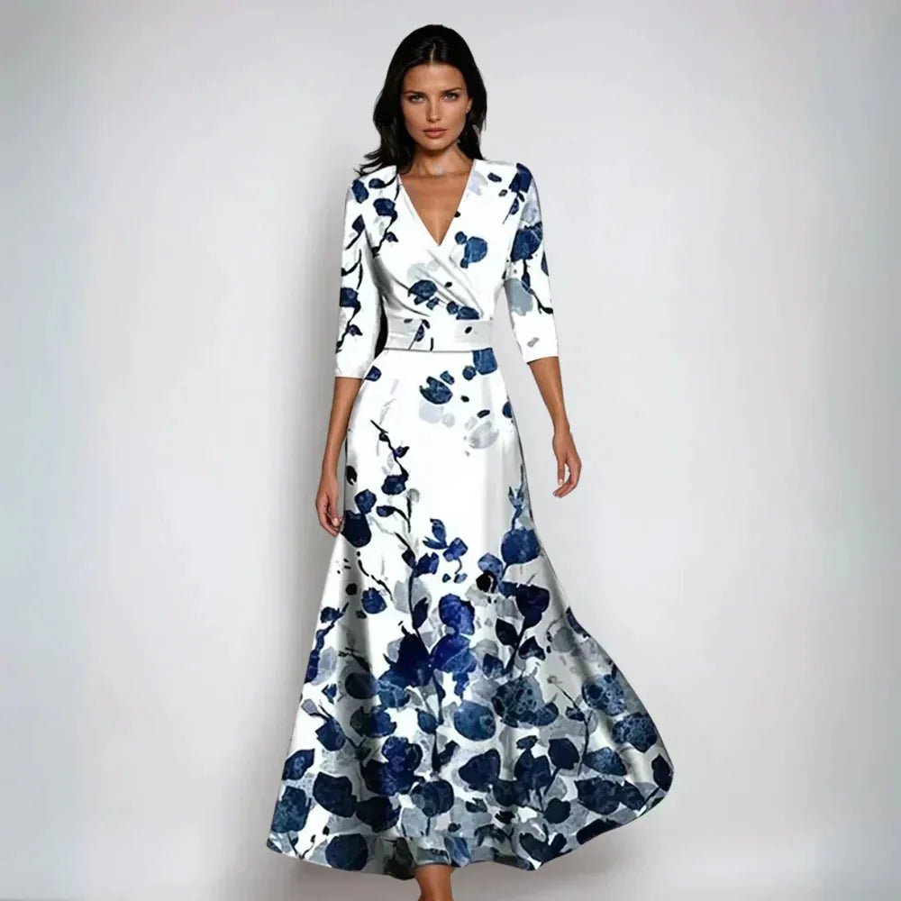 Elise | Elegant Floral Wrap Maxi Dress With V-Neck – view 2