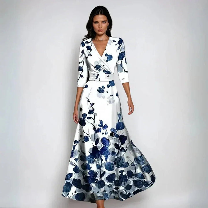 Elise | Elegant Floral Wrap Maxi Dress With V-Neck – view 2