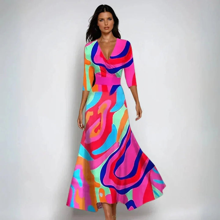 Elise | Elegant Floral Wrap Maxi Dress With V-Neck – view 4